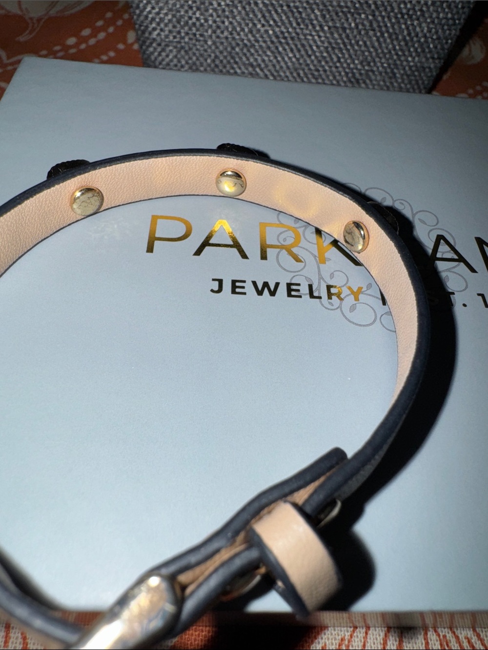 Park Lane Tan Leather Bracelet with Gold Crystal Accents - Picture 6 of 7